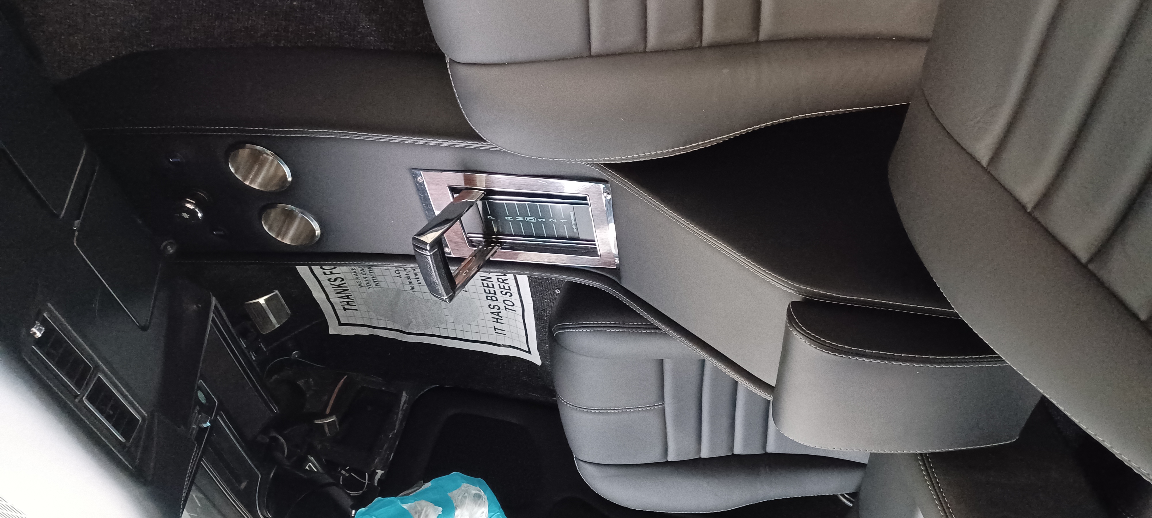 Custom upholstered center console fabrication for a truck, Escondido car audio