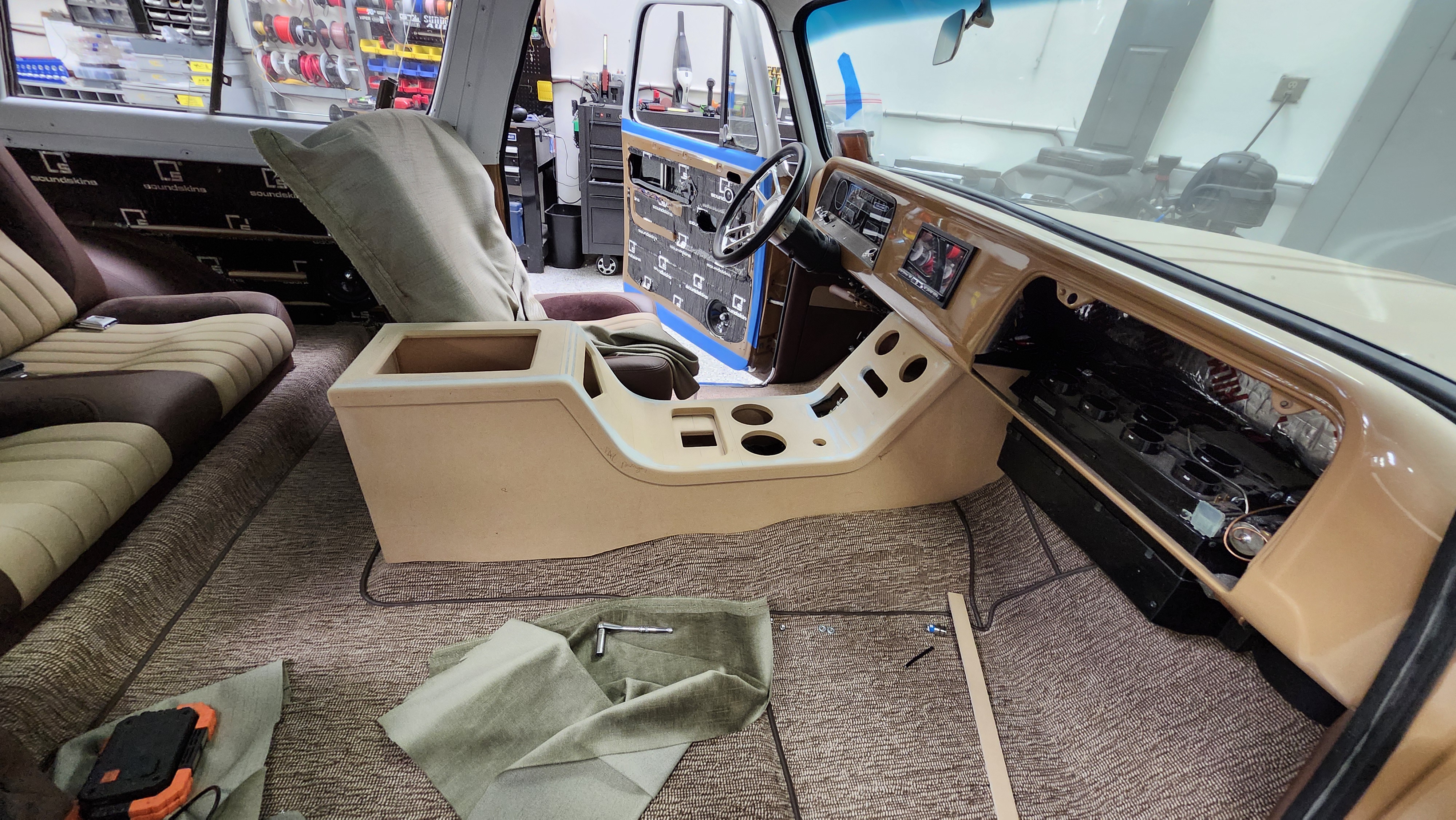 raw truck center console fabrication in progress, Escondido car audio