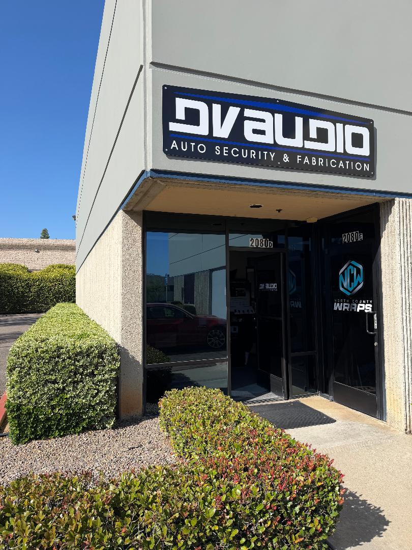 DV Audio and Customs custom car audio shop storefront and sign in Escondido